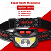 8 Modes Handfress Motion Sensor Powerful LED Headlight headlamp Head Lamp COB Flashlight Torch head light For Camping, fishing-WAYBIKER