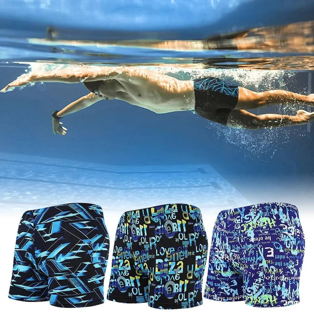 Men's Swimming Trunks Quick Dry Breathable Swimsuit High Elastic Boxer Swimwear Underwear for Summer Beach Surfing Water Sports-WAYBIKER