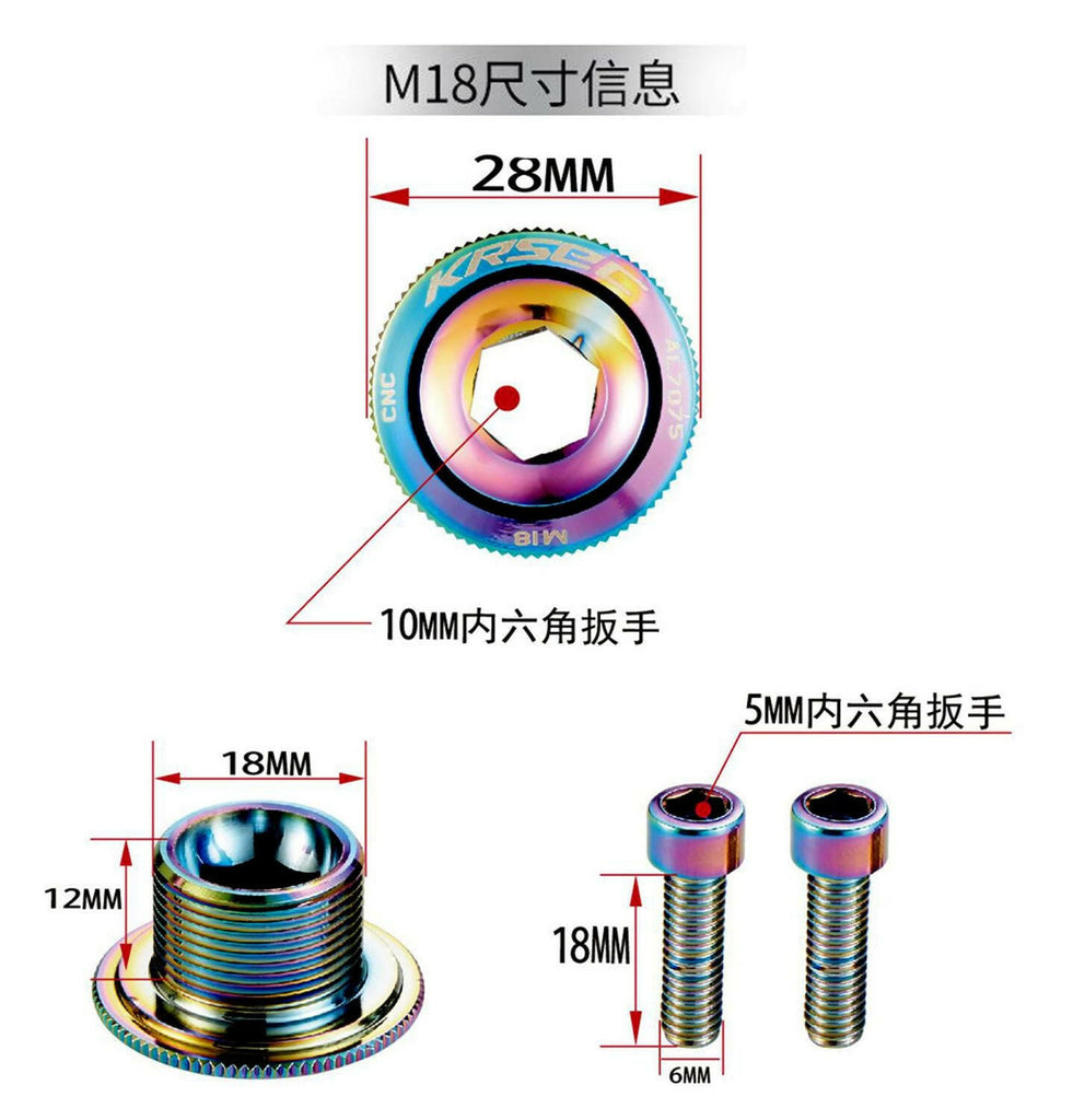 MTB Crankset Crank Cover Crank Cover Screw Cap M15/M18/M20 Aluminum BMX Road Bike Arm Bolt Mountain Bike Parts Accessories-WAYBIKER