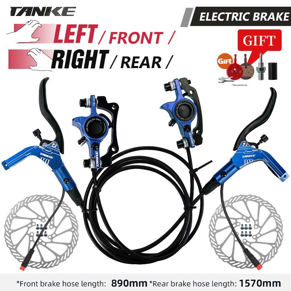 TANKE E-Bike MTB Hydraulic Disc Brake Set Electric E Scooter Power Control Shifter Bicycle Brakes 160mm rotors Aluminum Alloy-WAYBIKER