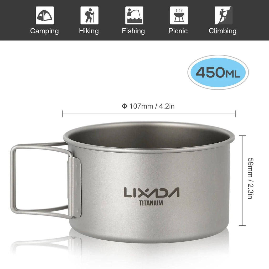 Titanium Bowl With Folding Handles Dinner Food Container Perfect For Outdoor Camping Hiking Backpacking Picnic 2022 New-WAYBIKER