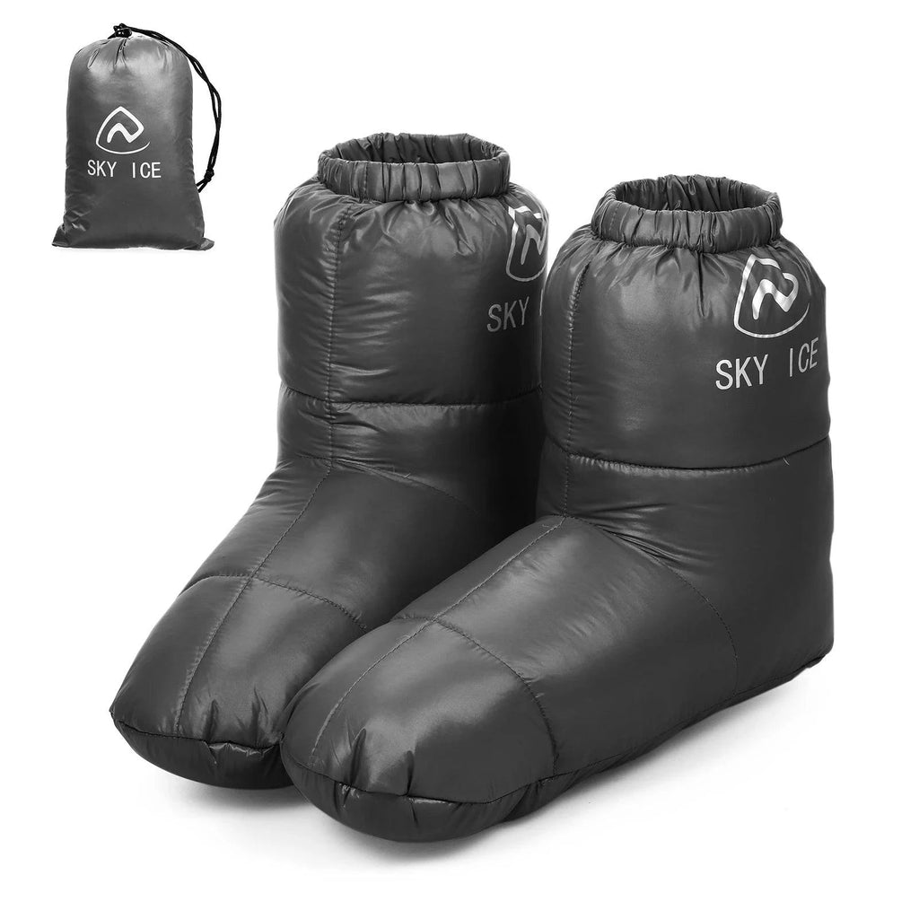 Winter Warm Duck Down Slippers Boots Warm Down Foot Cover Socks Home Outdoor Camping Shoes Boots Footwear for Men Women-WAYBIKER