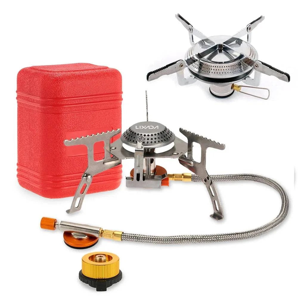 Lixada 3000W Outdoor Gas Stove Mini Camping Stove Burner Cooking Picnic Portable Foldable Furnace Lightweight Split Burner Stove-WAYBIKER