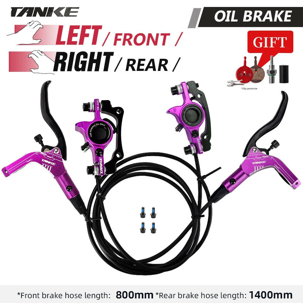 TANKE MTB Bike Hydraulic Disc Brake Set 160mm Rotors Oil Calliper Plate Front Rear Mountain Bicycle Clamp 22.2mm Handle A Pillar-WAYBIKER