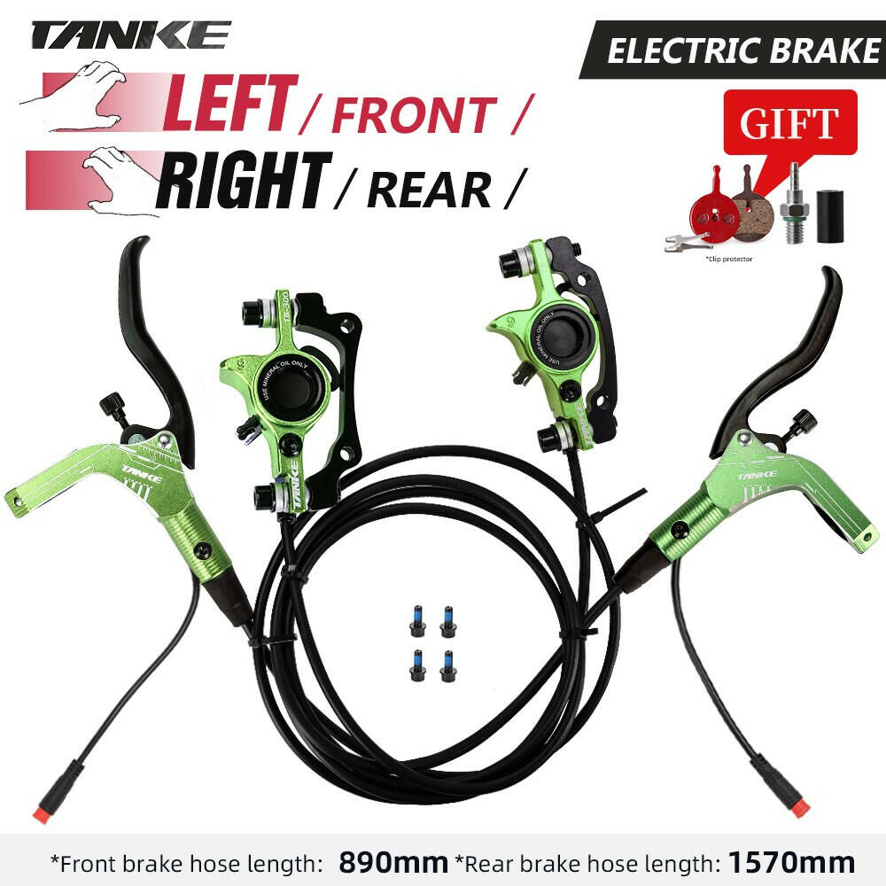 TANKE E-Bike MTB Hydraulic Disc Brake Set Electric E Scooter Power Control Shifter Bicycle Brakes 160mm rotors Aluminum Alloy-WAYBIKER