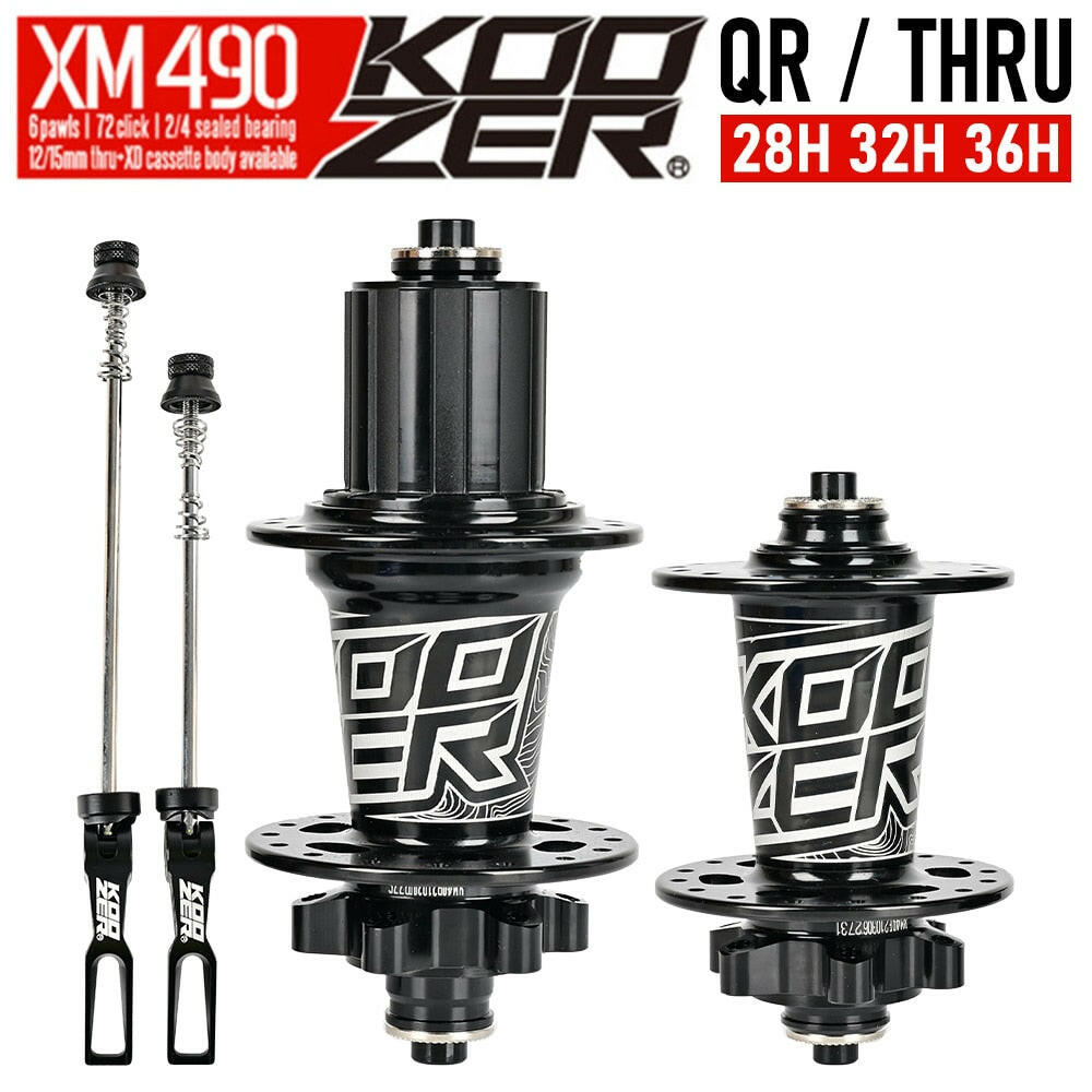 Koozer Bicycle Hub XM490 Hubs Sealed 4 Bearing MTB Mountain Bike Hub Rear Hub 10*135mm QR 12*142mm 28 32 36 Holes Disc Brake-WAYBIKER