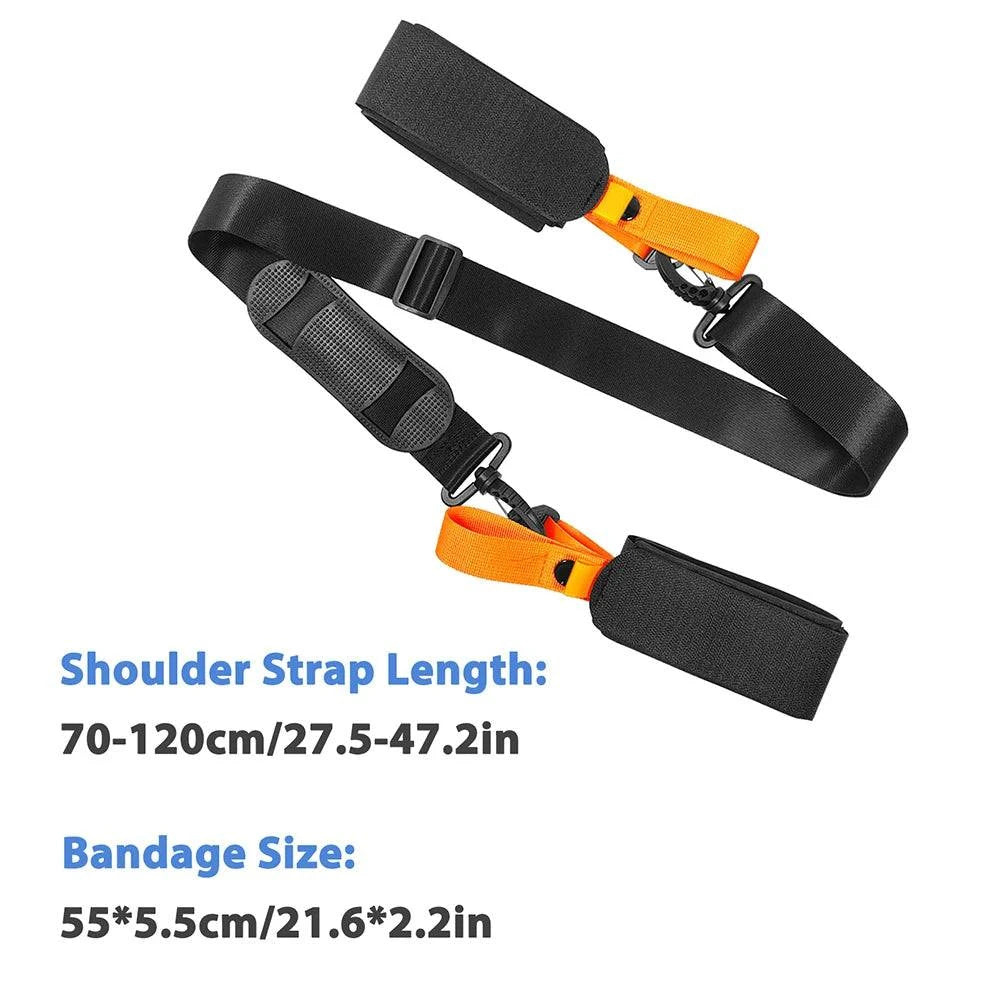 Ski Pole Carrying Strap Adjustable Ski Pole Shoulder Strap Skiboard Fixed Strap with Ant-Slip Pad Nylon Skiing Bag For Ski board-WAYBIKER