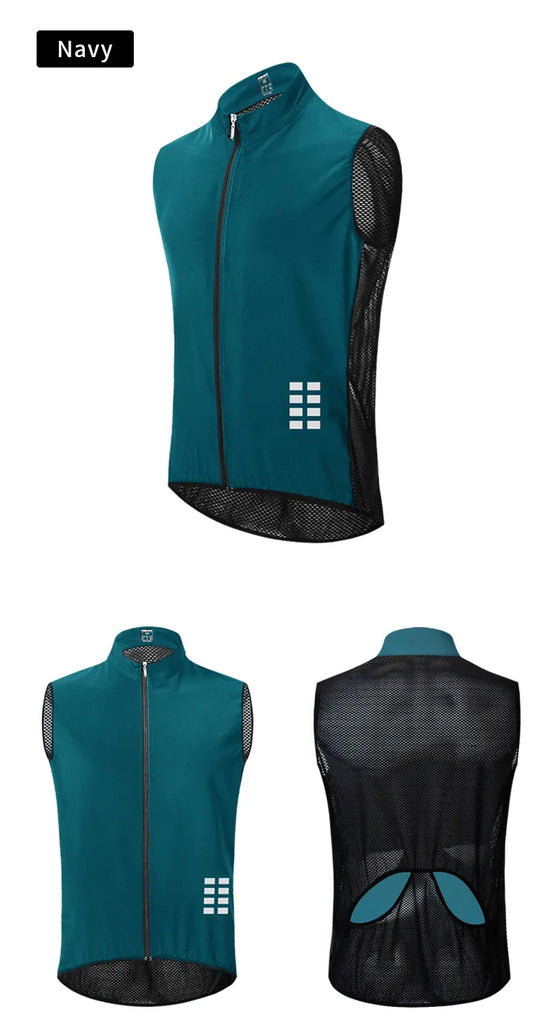 WOSAWE Windproof Cycling Vest Breathable Running Vest MTB Bike Bicycle Reflective Clothing Men Women Sleeveless Cycling Jacket-WAYBIKER