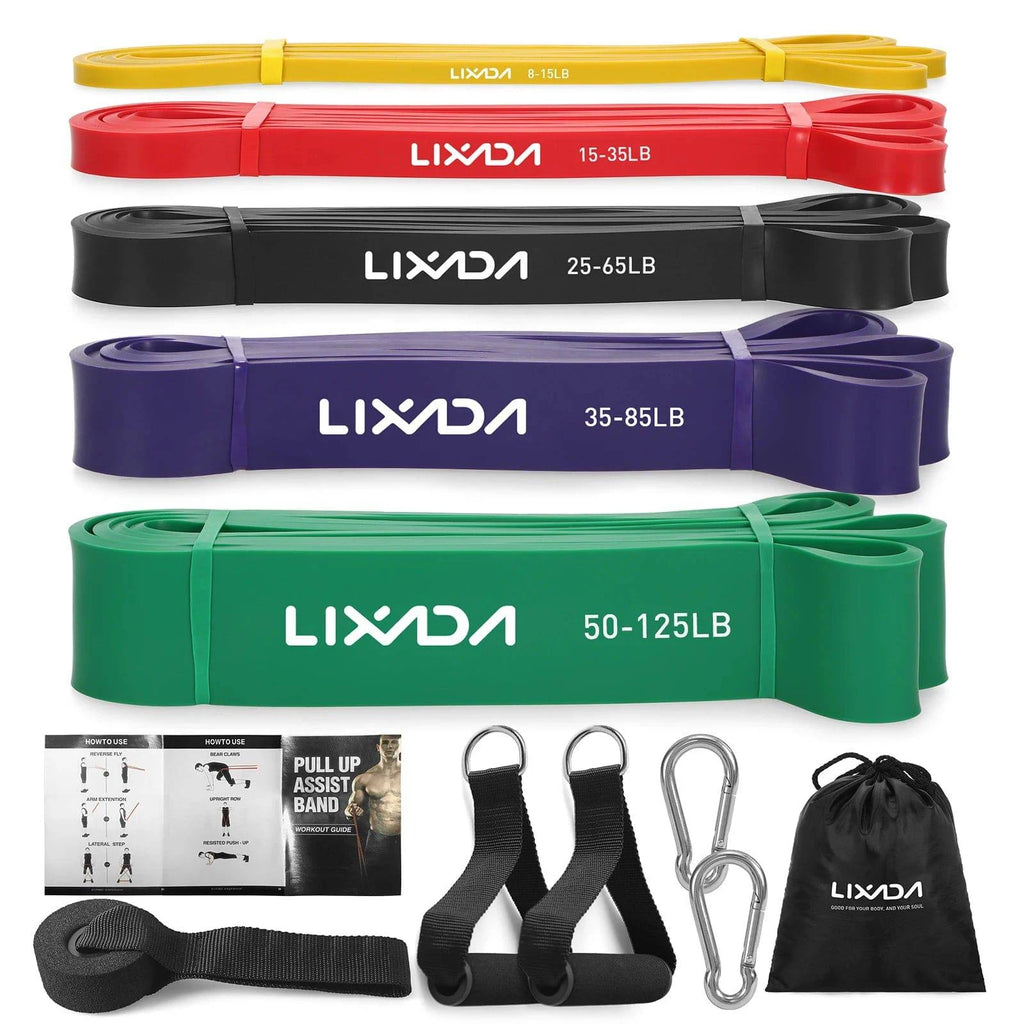 Lixada 5 Packs Pull Up Assist Bands Set Resistance Loop Bands Powerlifting Workout Exercise Stretch Bands with Door Anchor Foam-WAYBIKER