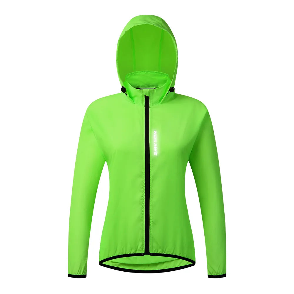WOSAWE Women's Cycling Jacket Hooded Bike Wind Coat Water Repellent Bicycle Windbreaker Reflective Running Riding Hiking Vest-WAYBIKER