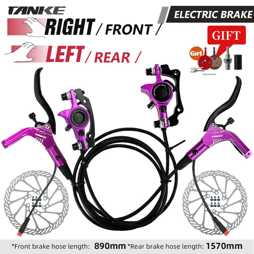 TANKE E-Bike MTB Hydraulic Disc Brake Set Electric E Scooter Power Control Shifter Bicycle Brakes 160mm rotors Aluminum Alloy-WAYBIKER