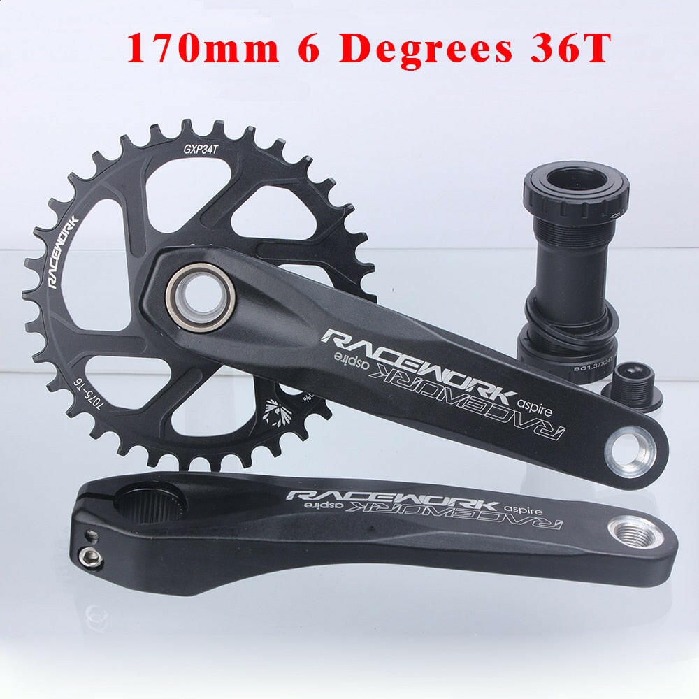 RACEWORK MTB GXP Crankset 170/175mm Mountain Bike Crank Narrow Wide Chainring 32/34/36/38T 11/12S Bicycle Crankset Sprocket-WAYBIKER