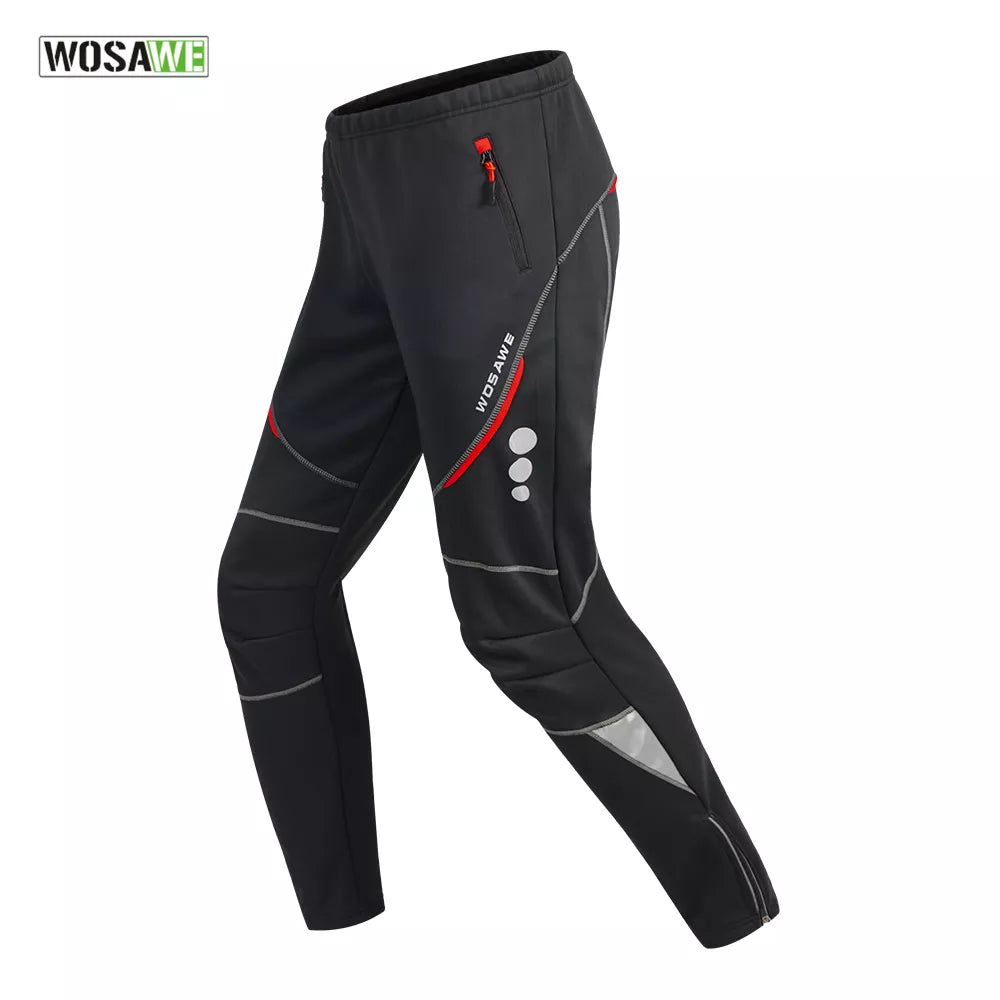 WOSAWE Winter Cycling Pants Warm Thermal Fleece Cycling Trousers Windproof Riding Bicycle MTB Road Bike Running Hiking Fishing