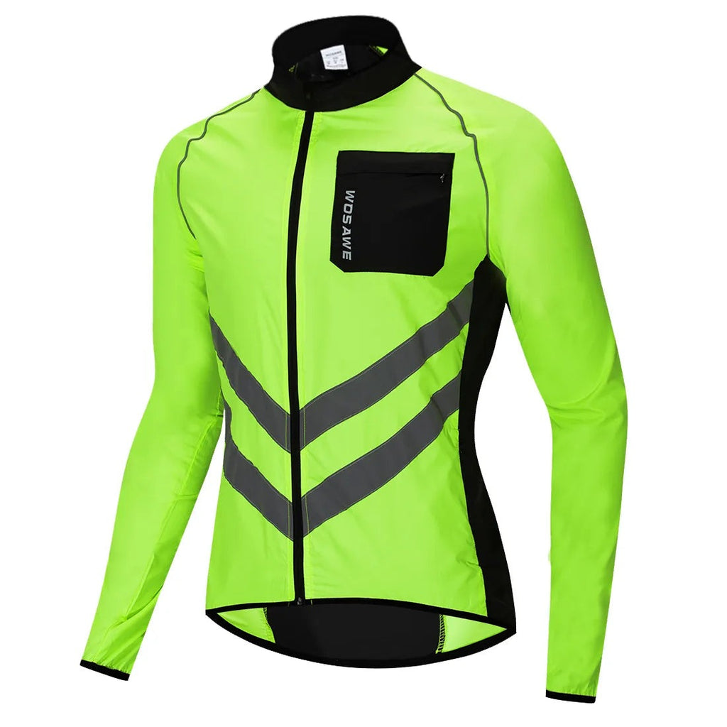 WOSAWE Windproof Cycling Jacket MTB Bike Jersey Outdoor Sport Cycling Windbreaker Rainproof Reflective Bike Clothing Navy Blue-WAYBIKER