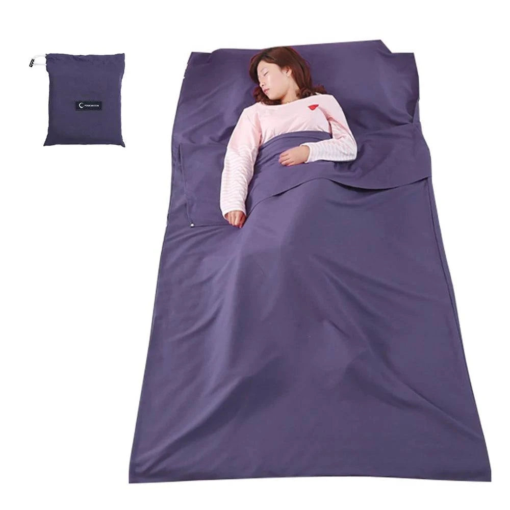 210cm Outdoor Camping Sleeping Bag Liner Lightweight Soft Sleeping Sack Hotel Travel Sheet Bag for Camping Backpacking Traveling-WAYBIKER