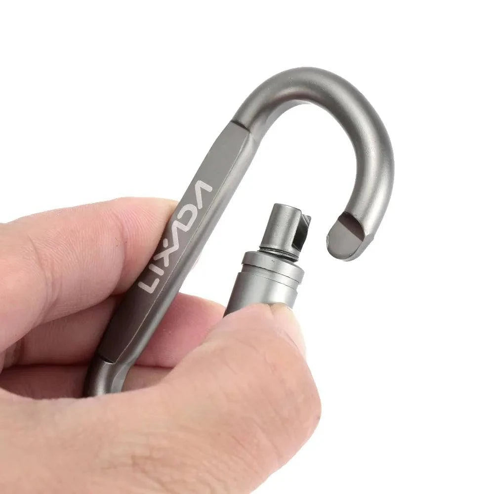 Lixada Aluminum Alloy Carabiner D-ring Key Chain Clip Locking Screw Hanging Snap Hook Buckle Carabine Camping Climbing Equipment-WAYBIKER