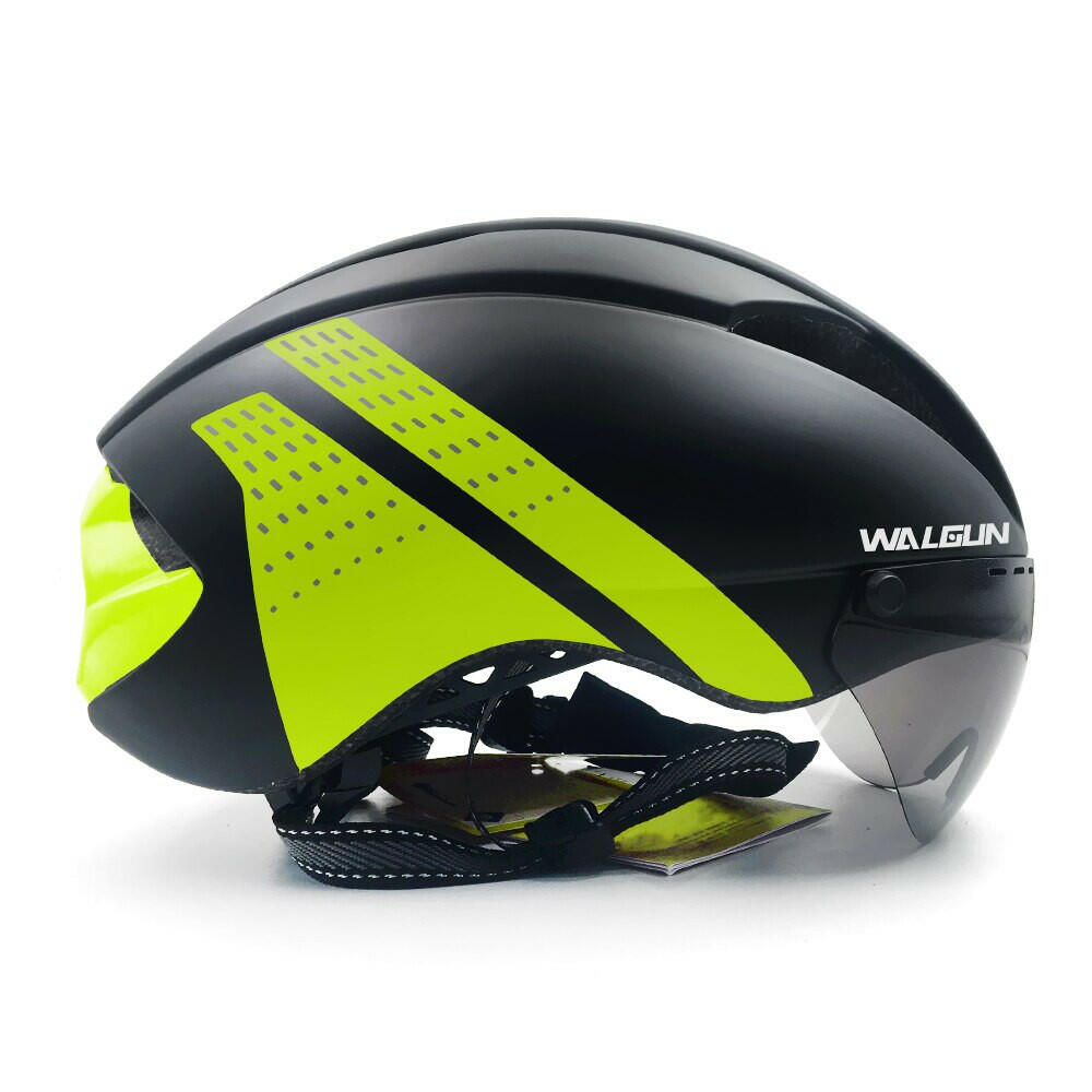 WALGUN Aero Cycling Helmet Road Bike Helmet Adults Lens Goggles Visor Time Trial TT Triathlon Bicycle Helmet M L for Men Women-WAYBIKER