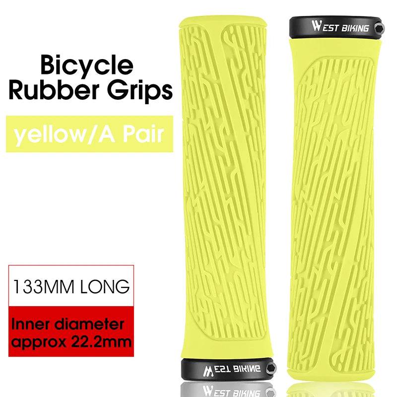WEST BIKING MTB Handlebar Grips Colorful Mountain Bike Silicone Grips Non-slip Bike Handles Cover Shock Absorption Lock On Grips-WAYBIKER