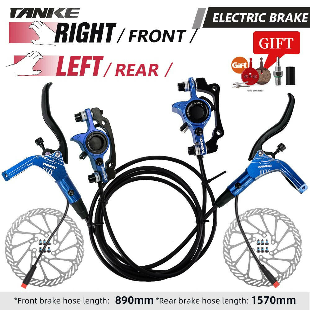 TANKE E-Bike MTB Hydraulic Disc Brake Set Electric E Scooter Power Control Shifter Bicycle Brakes 160mm rotors Aluminum Alloy-WAYBIKER