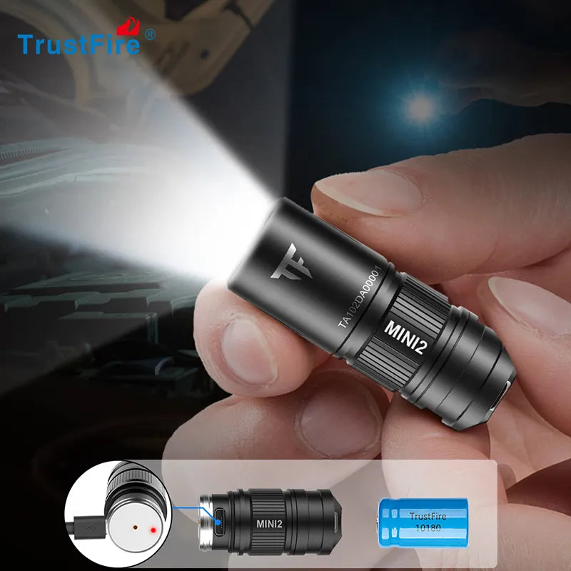 Trustfire Mini2 Rechargeable Mini Led Flashlight Keychain Usb Powered 250 Lumens Flash Light IPX8 EDC Torch Lamp Flashlights-WAYBIKER