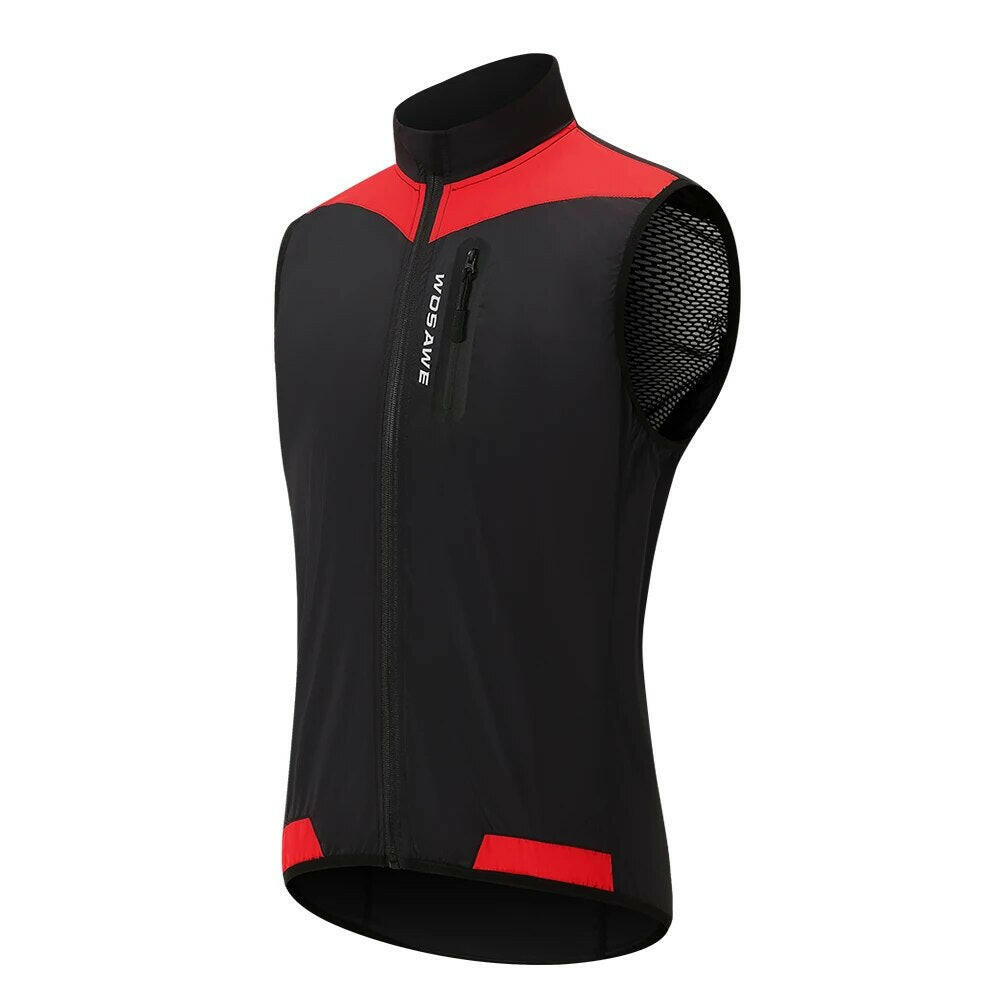 WOSAWE Windproof Cycling Vest Breathable Running Vest MTB Bike Bicycle Reflective Clothing Men Women Sleeveless Cycling Jacket-WAYBIKER