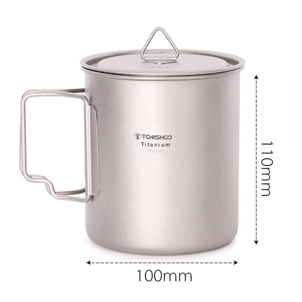 TOMSHOO Ultralight Titanium Cup Outdoor Portable Camping Picnic Water Cup Mug with Foldable Handle 300ml-750ml-WAYBIKER