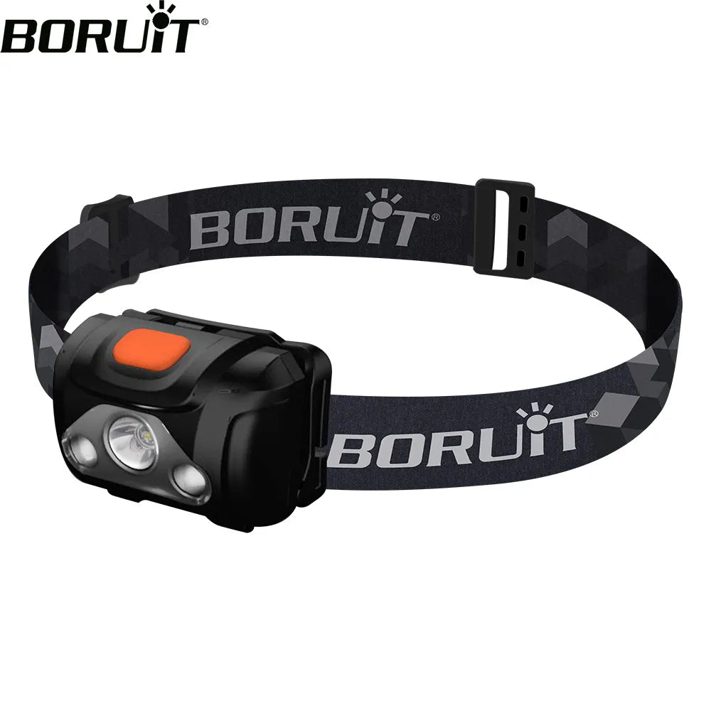BORUiT XPE+2835 LED Mini Headlamp 4-Mode ABS Headlight IPX4 Waterproof Head Torch by AAA Battery Fshing Hunting Lantern-WAYBIKER