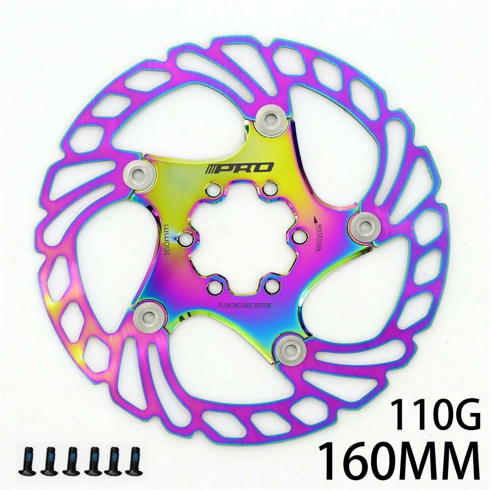Colorful Bicycle Brake Cooling Disc Floating Ice Rotor CNC MTB Gravel Road Bike 140/160/180/203mm Rainbow Rotors-WAYBIKER