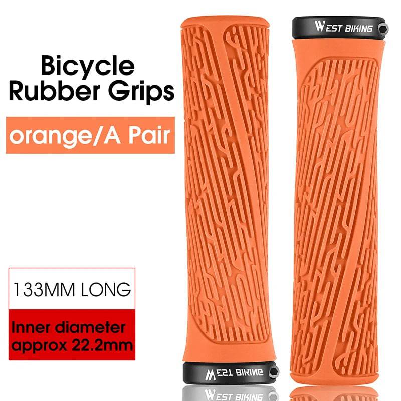 WEST BIKING MTB Handlebar Grips Colorful Mountain Bike Silicone Grips Non-slip Bike Handles Cover Shock Absorption Lock On Grips-WAYBIKER