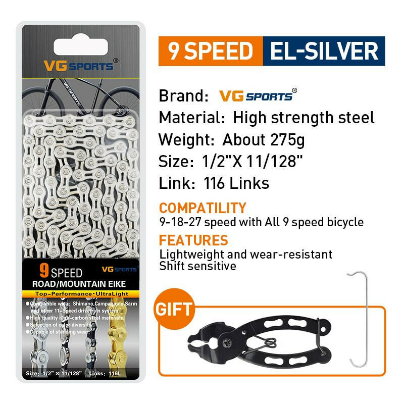 VG Sports Bicycle Chain 6 7 8 9 10 11 Speed 8s 9s 10s 11s Velocidade Titanium Rainbow Gold MTB Mountain Road Bike Chains Parts-WAYBIKER