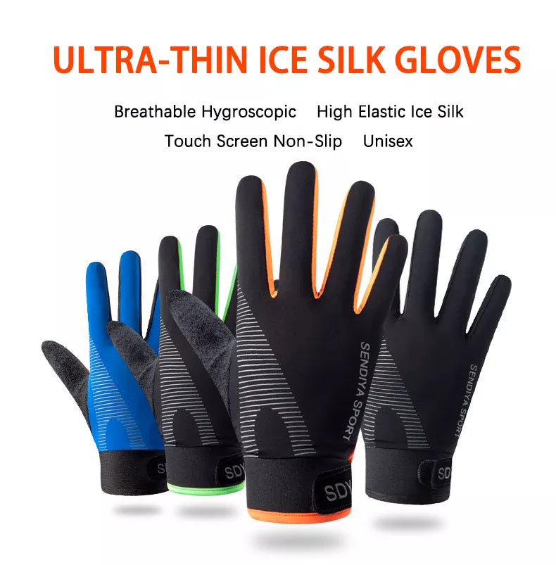 Thin Gloves Ice Silk Summer Sun Protection Breathable Exercise Cycling Women Driving Fishing Non-Slip Touch Screen Men Gloves-WAYBIKER
