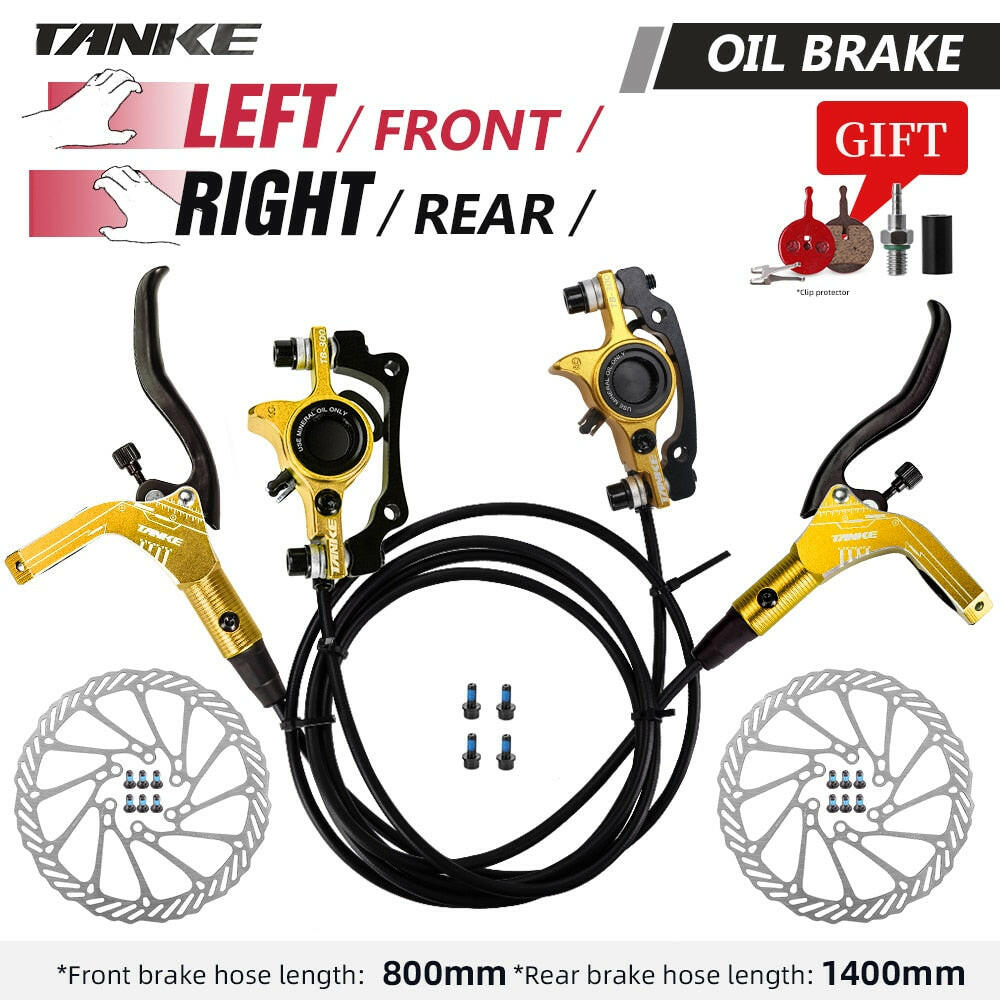 TANKE MTB Bike Hydraulic Disc Brake Set 160mm Rotors Oil Calliper Plate Front Rear Mountain Bicycle Clamp 22.2mm Handle A Pillar-WAYBIKER