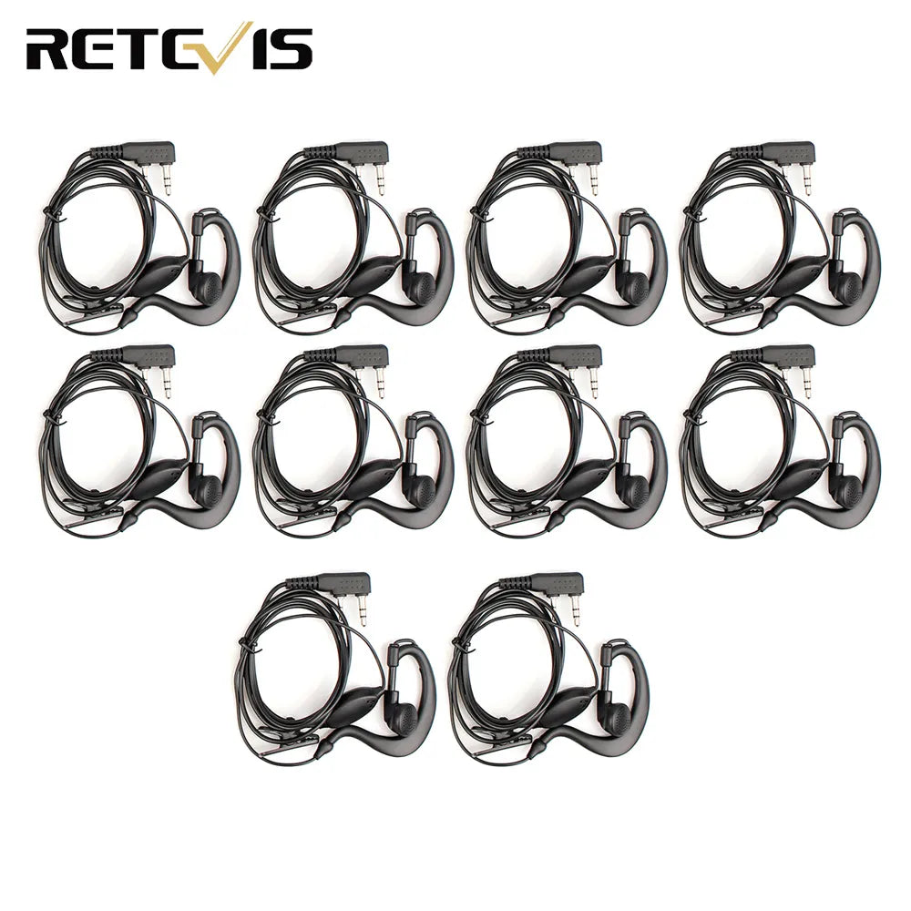 10pcs RETEVIS 2Pin Earpiece Walkie Talkie Headset For KENWOOD BAOFENG UV-5R BF-888S H777 RT7 For QUANSHENG for PUXING for TYT-WAYBIKER