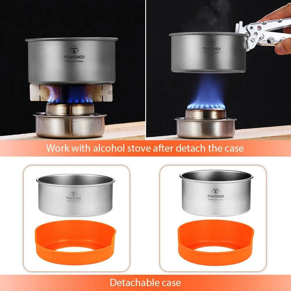 TOMSHOO Ultralight Titanium Bowl Sets Silicone Insulation Camping Bowl Outdoor Tableware Picnic Water Cup Mug Camping Cookware-WAYBIKER