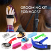 10pcs Horse Cleaning Kit Horse Grooming Tool Set Mane Tail Comb Massage Curry Brush Sweat Scraper Hoof Pick Curry Comb Scrubber-WAYBIKER