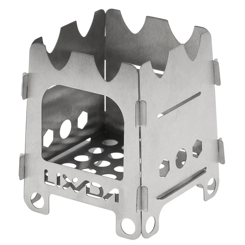 Lixada Titanium Wood Stove Outdoor Camping Stove Folding Stainless Steel Alcohol Stove BBQ Picnic Burners Camping Equipment-WAYBIKER