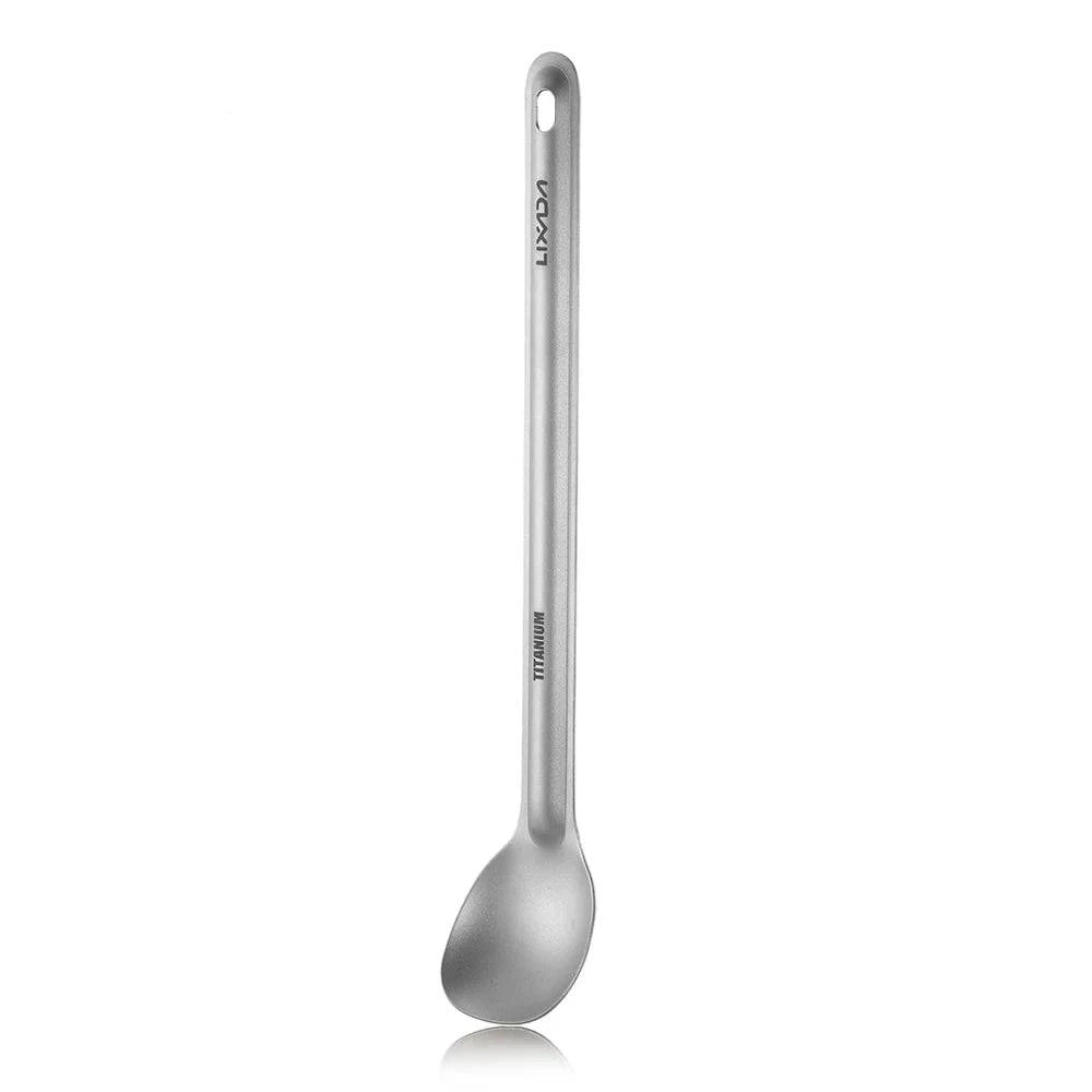 Titanium Long Handle Spoon Outdoor Tableware Portable Dinner Spoon Cutlery Home Backpacking Picnic Spoon 15g Camping Equipment-WAYBIKER
