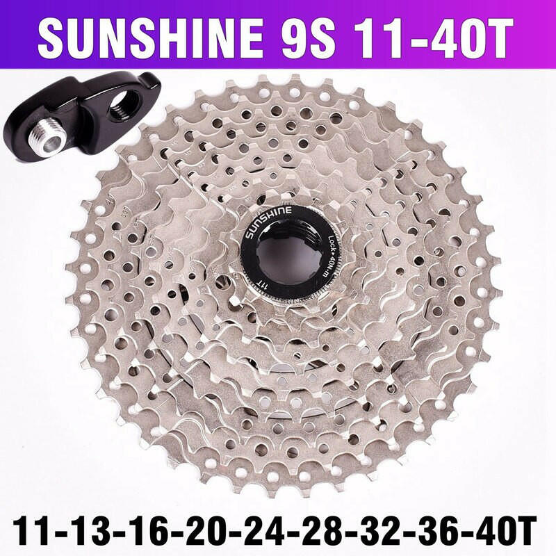 SUNSHINE MTB Mountain Bicycle 9S Cassette Freewheel 9speeds Flywheel Crankset Bicycle Parts with Threaded 11-32T36T40T42T50T-WAYBIKER