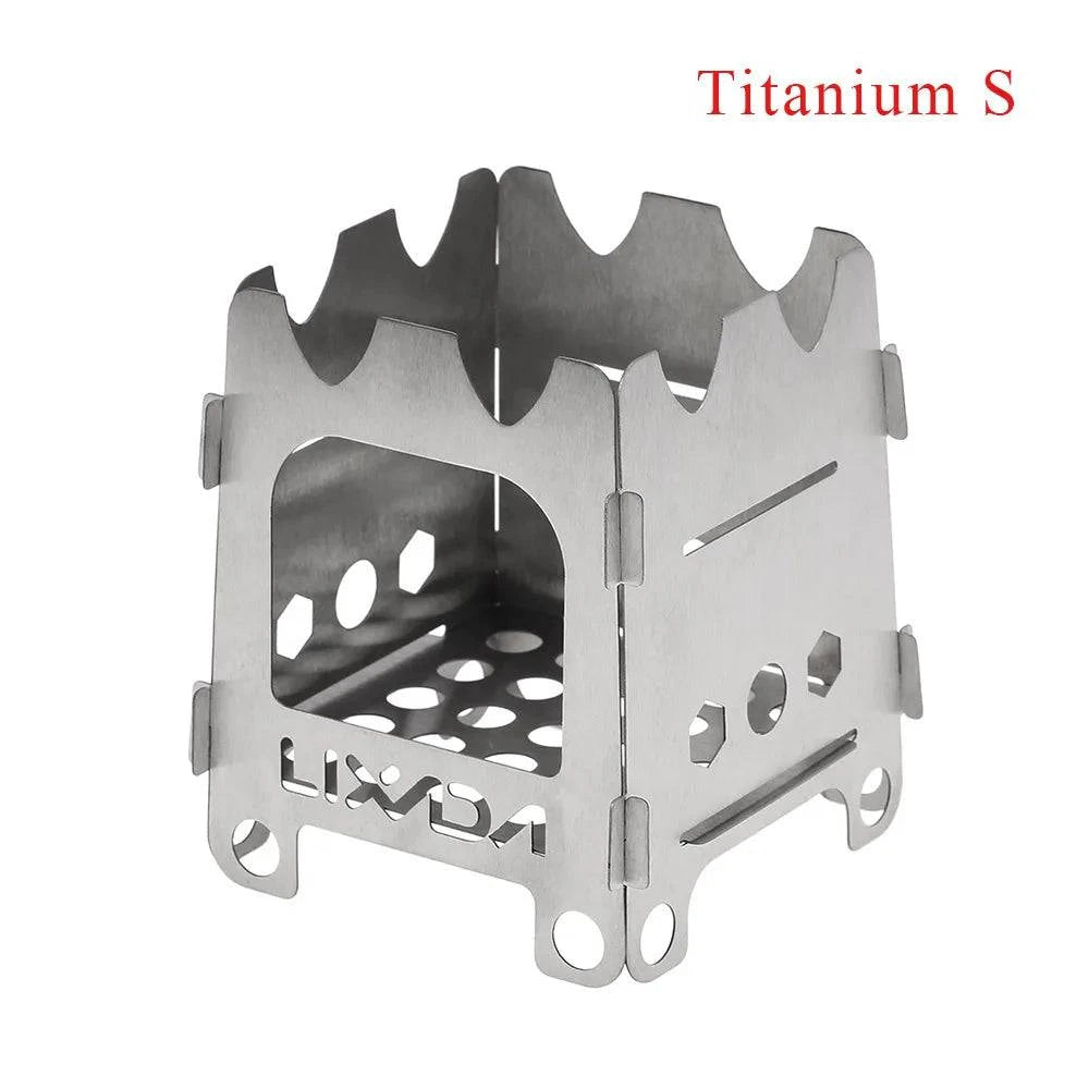 Lixada Titanium Wood Stove Outdoor Camping Stove Folding Stainless Steel Alcohol Stove BBQ Picnic Burners Camping Equipment-WAYBIKER