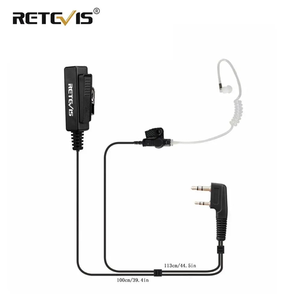 Big Size PTT 2Pin Mic Earpiece Headset For Kenwood Retevis H777 RT5R RT5 RT7 RT22 For Baofeng UV5R BF-888S UV-82 Walkie Talkie-WAYBIKER