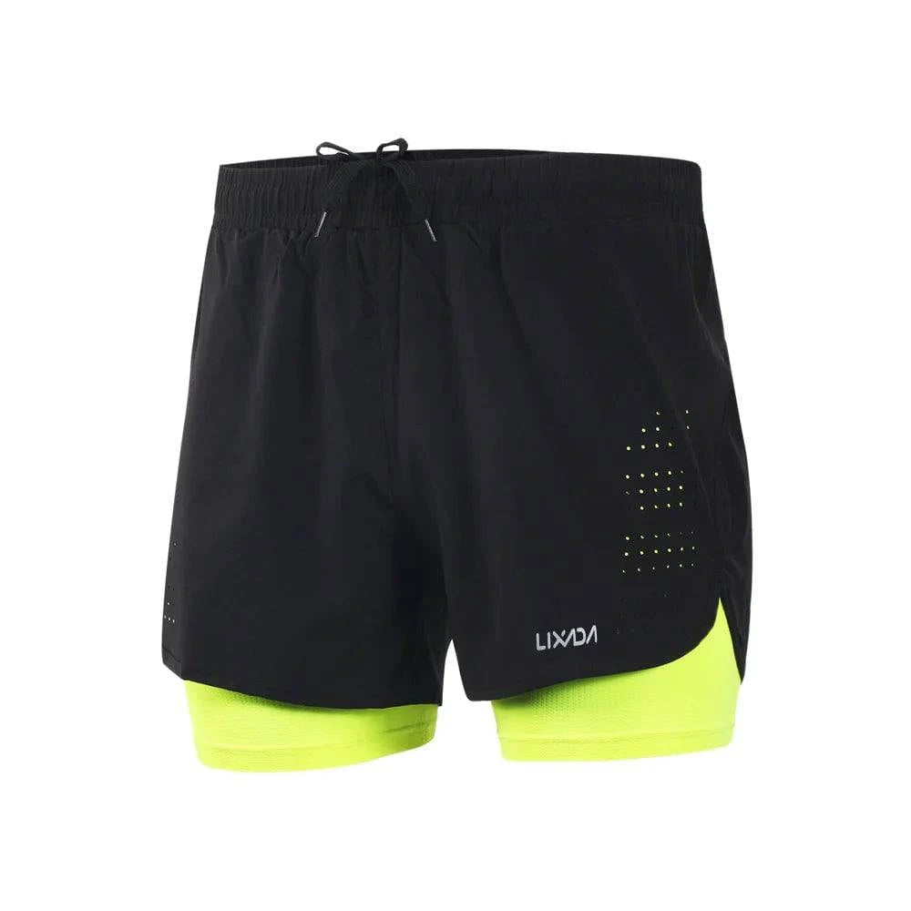 LIXADA Men 2-in-1 Running Shorts Quick Drying Breathable Gym Sports Shorts Training Exercise Jogging Cycling Shorts Longer Liner-WAYBIKER
