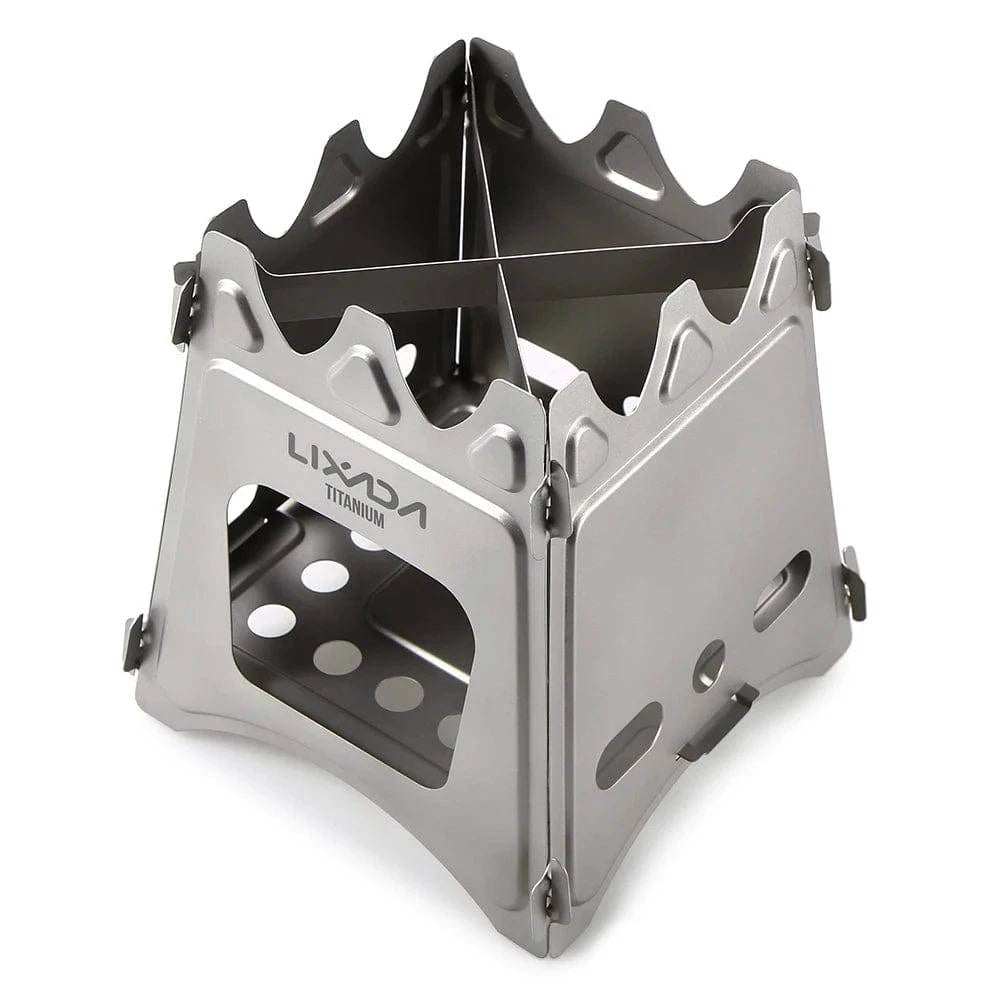 Lixada Compact Folding Titanium Wood Stove Outdoor Camping Stove Cooking Picnic Stove Portable Wood Furnace Burners-WAYBIKER