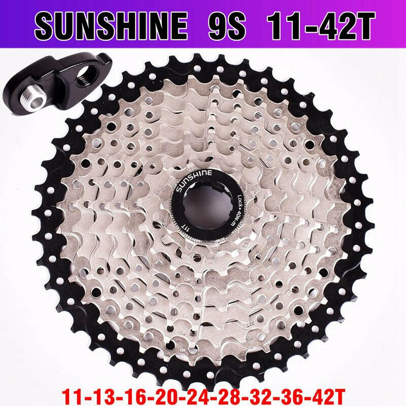 SUNSHINE MTB Mountain Bicycle 9S Cassette Freewheel 9speeds Flywheel Crankset Bicycle Parts with Threaded 11-32T36T40T42T50T-WAYBIKER