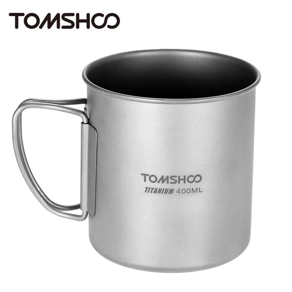TOMSHOO Titanium Cup Camping Tableware 300/400/420ml Titanium Mug Picnic Heat-Resistant Water Cup with Bag Outdoor Cookware Tool-WAYBIKER