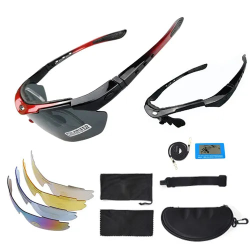 NEWBOLER 2 Frame Polarized Cycling Sun Glasses Outdoor Sports Bicycle Glasses Men Women Bike Sunglasses Goggles Eyewear 5 Lens-WAYBIKER