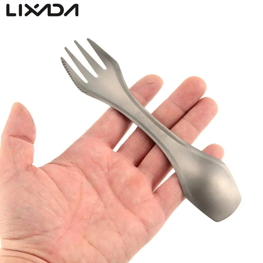 Lixada Titanium Fork Spoon Set 17cm Tea Coffee Spoons Cutlery Camping Spoon Fork Outdoor Tableware Hiking Picnic Travel Utensils-WAYBIKER