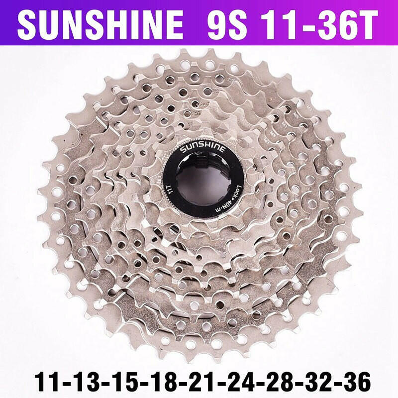 SUNSHINE MTB Mountain Bicycle 9S Cassette Freewheel 9speeds Flywheel Crankset Bicycle Parts with Threaded 11-32T36T40T42T50T-WAYBIKER