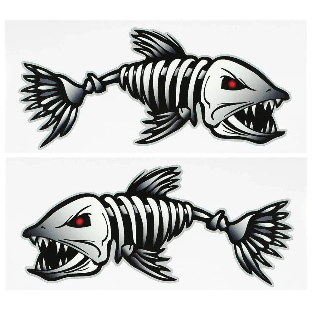 2 Pieces Fish Teeth Mouth Stickers Skeleton Fish Stickers Kayak Accessories Fishing Boat Canoe Kayak Graphics Accessories-WAYBIKER