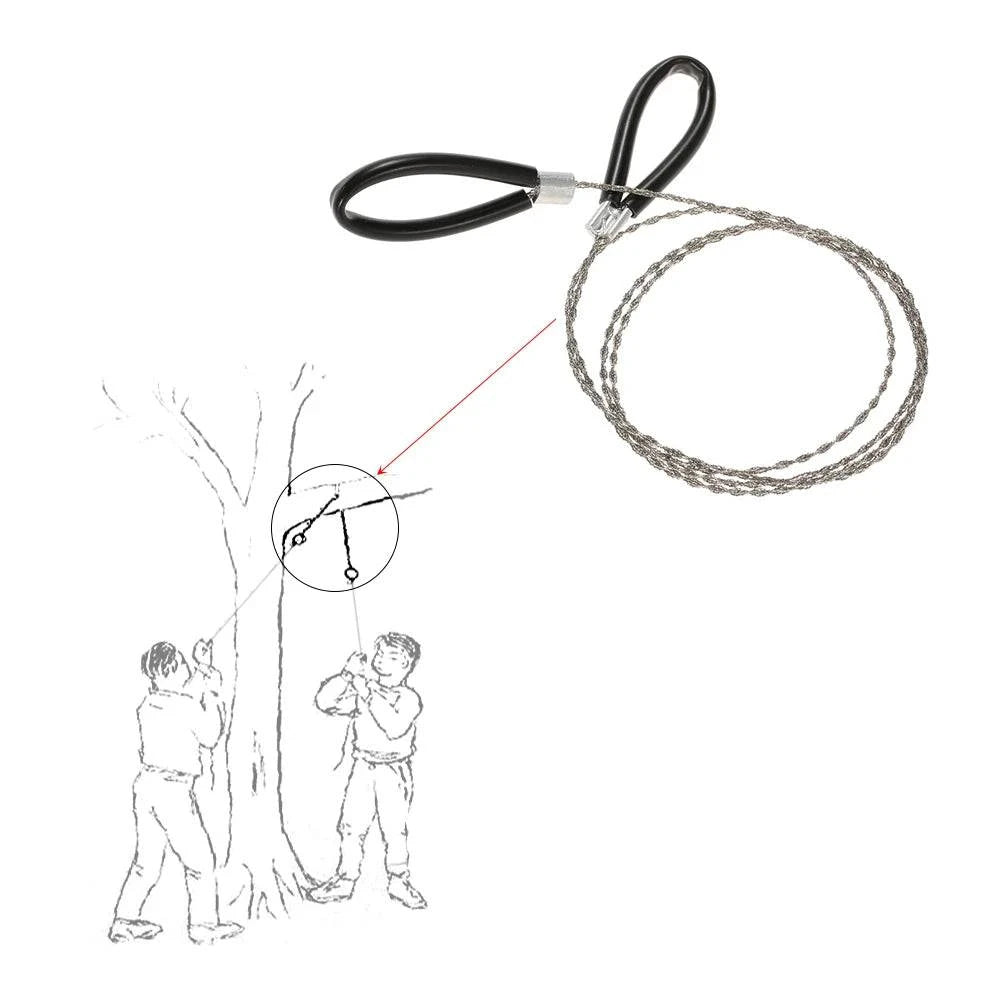 1PC 0.9m Stainless Steel Wire Saw Ring Scroll Cutter Saw Emergency Survival Outdoor Tool Hiking Hunting Camping Equipment-WAYBIKER