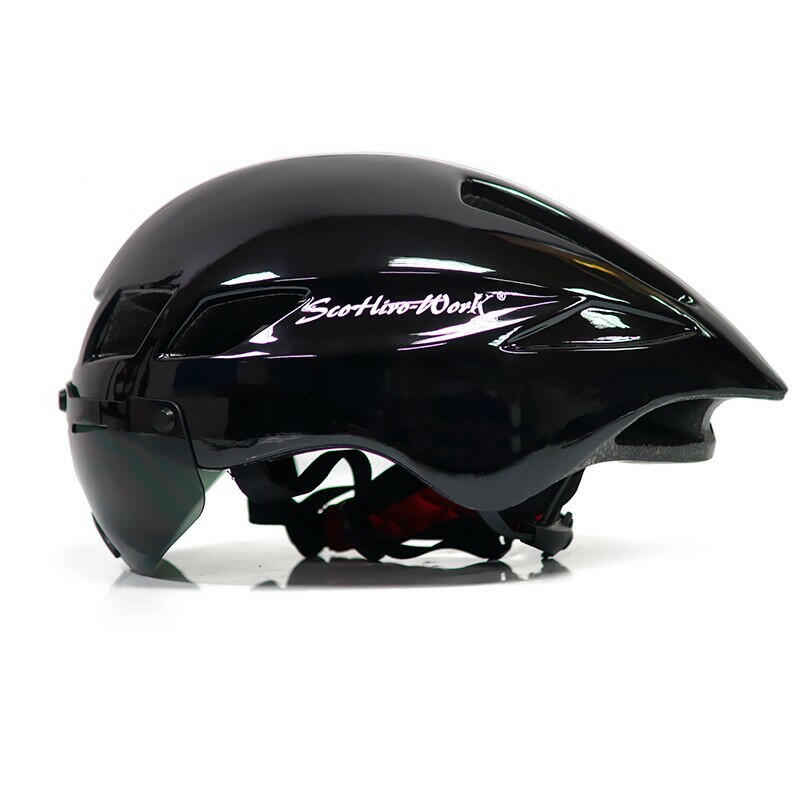 New Bicycle Helmet With Glasses 4 Lens Colors Ultralight MTB Road Bike Helmet 57-61cm Adults Goggleses Casco Ciclismo Black Blue-WAYBIKER